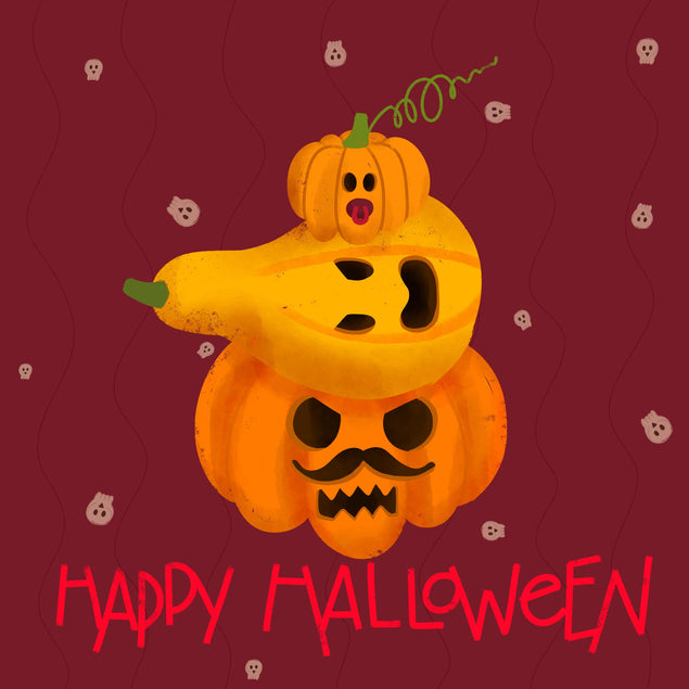 Three Spooky Pumpkins Happy Halloween Confetti-exploding Greetings Card