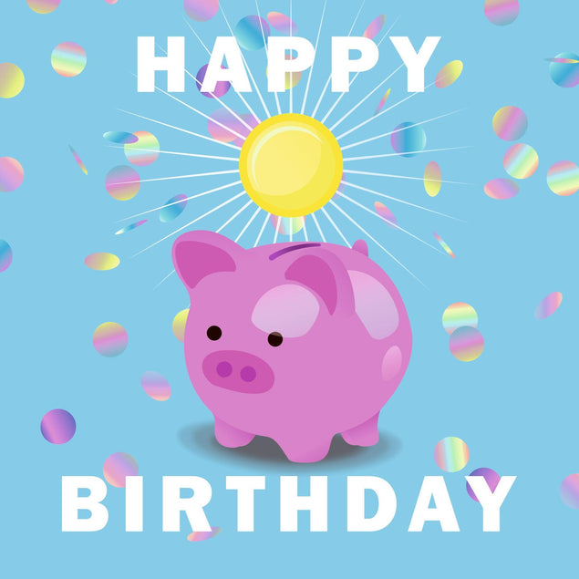 Happy Birthday Piggybank Confetti-exploding Greetings Card
