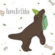 Brown Festive Labrador In Party Hat Happy Birthday Confetti-exploding Greetings Card