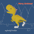 Dino Racing Merry Christmas My Lovely Grandson Confetti-exploding Greetings Card