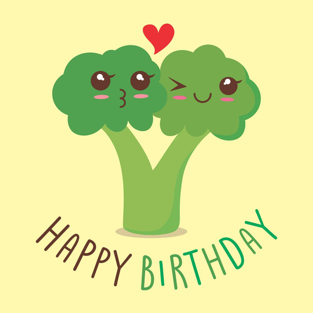 Happy Birthday Broccoli Kiss Confetti-exploding Greetings Card