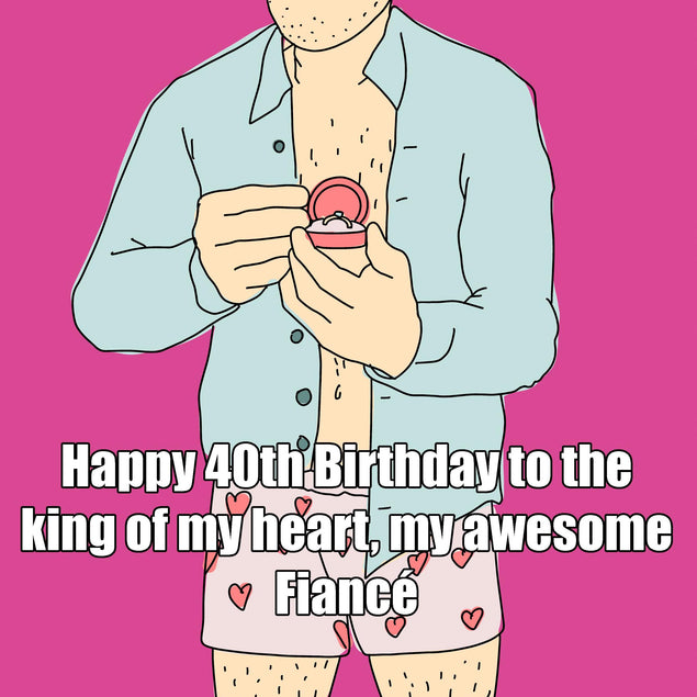 Happy 40st Birthday Fiance Guy With A Wedding Ring Confetti-exploding Greetings Card