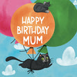 Flying Black Cat Happy Birthday Mum Confetti-exploding Greetings Card