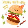 Cute Smiling Burger Happy 30th Birthday Confetti-exploding Greetings Card