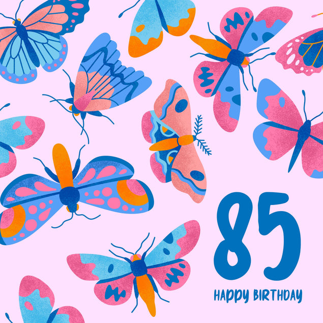 Delicate Pink Butterfly 85th Birthday Confetti-exploding Greetings Card