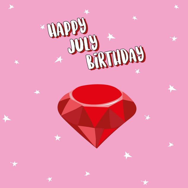 Ruby July Birthday Confetti-exploding Greetings Card