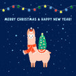 Cute Blue Themed Alpaca Merry Christmas Confetti-exploding Greetings Card