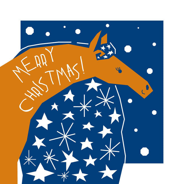 Merry Christmas Horse And Stars Confetti-exploding Greetings Card