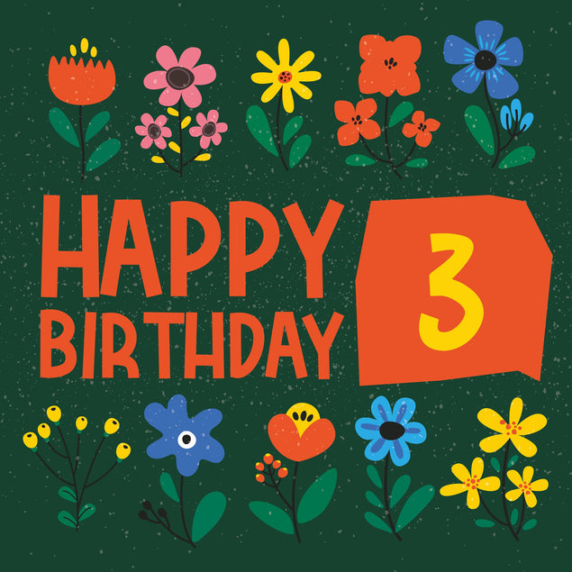 Garden Flowers Happy 3rd Birthday Confetti-exploding Greetings Card