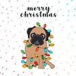 Garland Pug Merry Christmas Confetti-exploding Greetings Card