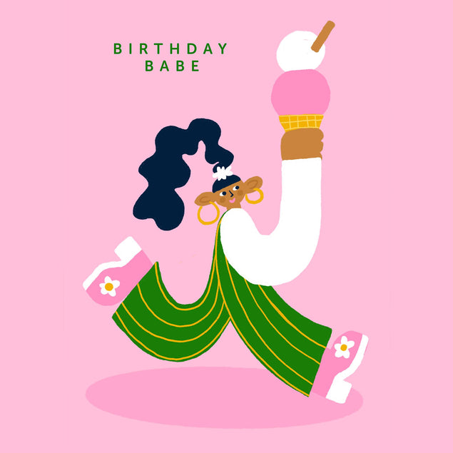 Birthday Babe Ice Cream Birthday Confetti-exploding Greetings Card