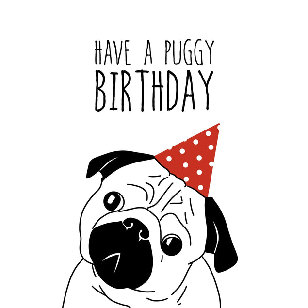 Happy Puggy Birthday Confetti-exploding Greetings Card