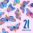 Delicate Pink Butterfly 21st Birthday Confetti-exploding Greetings Card
