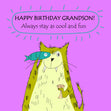 Happy Birthday Grandson Funny Cat And Fish Confetti-exploding Greetings Card