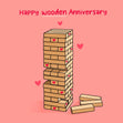 Jenga 5th Anniversary Confetti-exploding Greetings Card