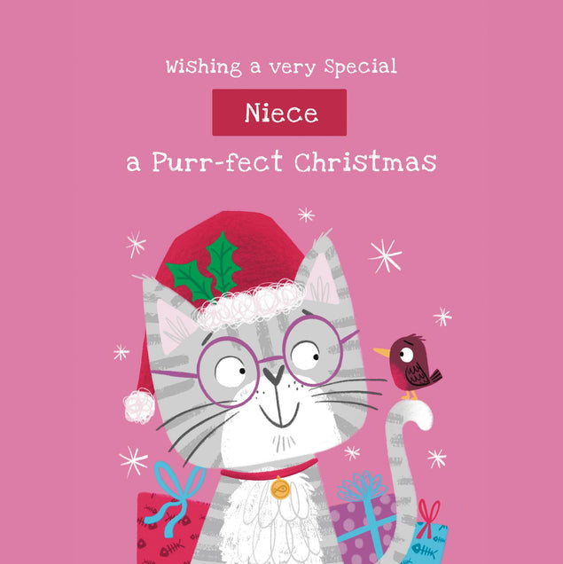 Cute Kitten Niece Christmas Confetti-exploding Greetings Card