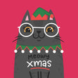 Meowy Christmas Black Cat Confetti-exploding Greetings Card