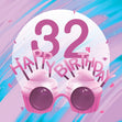 Happy 32nd Birthday Cupcake Glasses Confetti-exploding Greetings Card