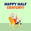 Happy Half Century Confetti-exploding Greetings Card