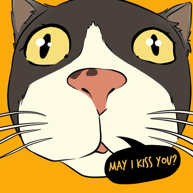 May I Kiss You? Funny Cat Valentine's Day Confetti-exploding Greetings Card