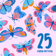 Delicate Pink Butterfly 25th Birthday Confetti-exploding Greetings Card