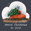 Grey Background Car With Tree Merry Christmas Confetti-exploding Greetings Card