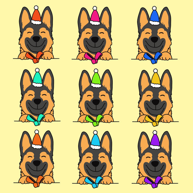 Merry Christmas Cute German Shepherds Confetti-exploding Greetings Card