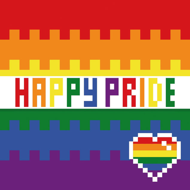 Happy Pride Pixel Heart Confetti-exploding Greetings Card
