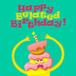 Happy Belated Birthday Funny Cake Confetti-exploding Greetings Card