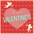 Happy Valentine's Day Adorable Cupids' Silhouettes Confetti-exploding Greetings Card