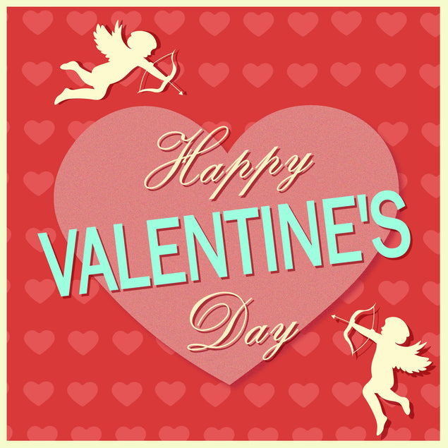 Happy Valentine's Day Adorable Cupids' Silhouettes Confetti-exploding Greetings Card
