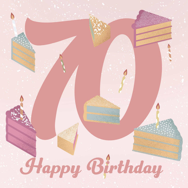 Happy 70th Birthday Pieces Of Cake Confetti-exploding Greetings Card
