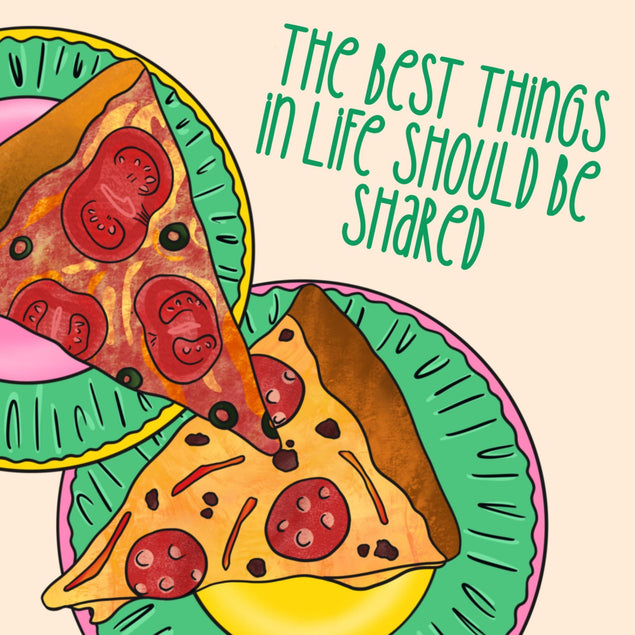 Pizza Is Best Shared Friendship Confetti-exploding Greetings Card