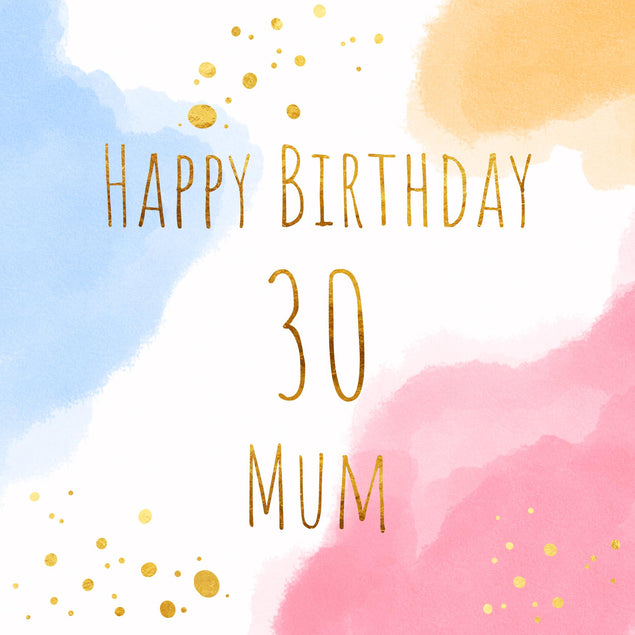 Golden Abstract Mum 30th Birthday Confetti-exploding Greetings Card