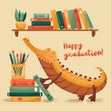 Cute Crocodile Happy Graduation Confetti-exploding Greetings Card