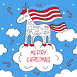 Unicorn On A Cloud Merry Christmas Confetti-exploding Greetings Card