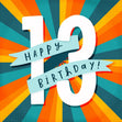 Orange And Green Swirls 13th Birthday Confetti-exploding Greetings Card