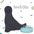 Black Labrador With Food Happy Birthday Confetti-exploding Greetings Card