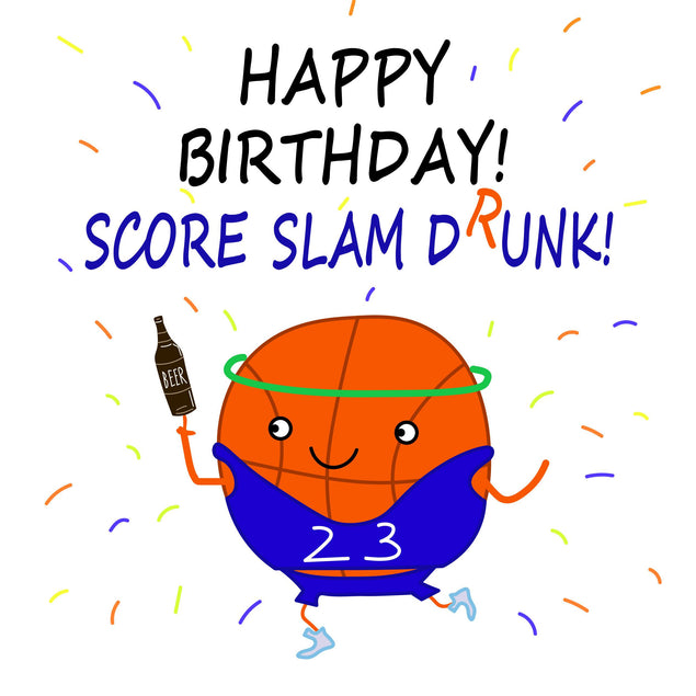 Score Slam Drunk Happy Birthday Confetti-exploding Greetings Card