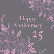 Happy 25th Anniversary Minimalist Flowers Confetti-exploding Greetings Card