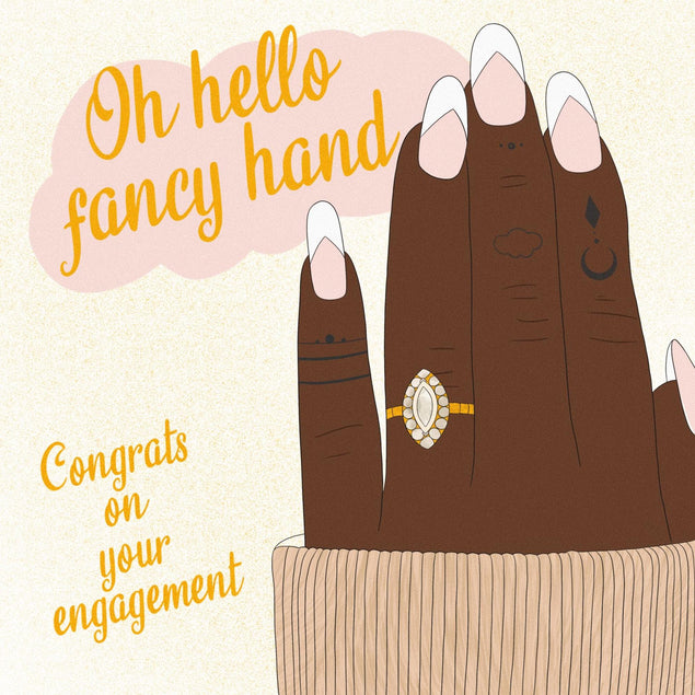 Fancy Hand Engagement Confetti-exploding Greetings Card
