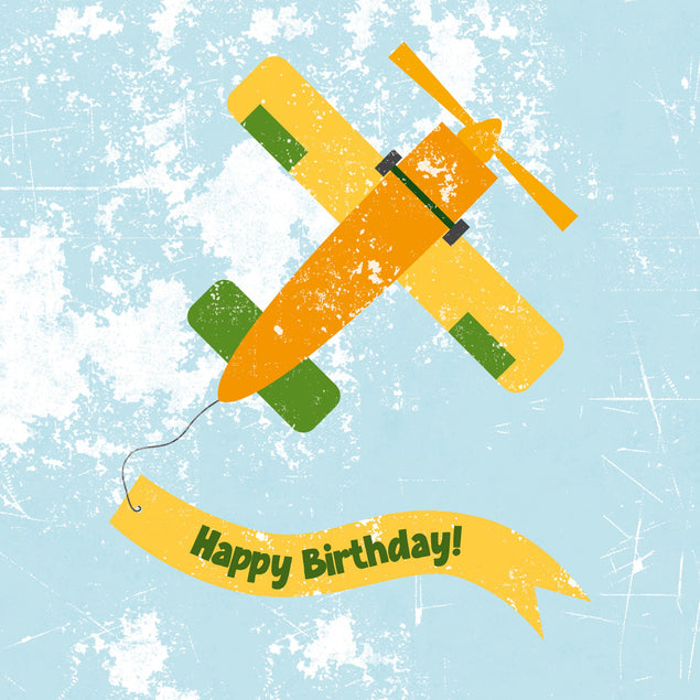 Happy Birthday Yellow Plane Confetti-exploding Greetings Card