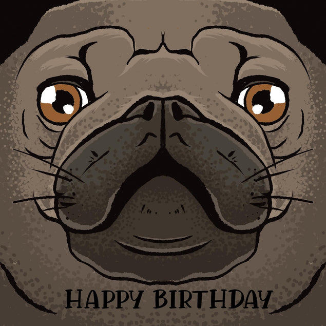 Funny Pug Happy Birthday Confetti-exploding Greetings Card