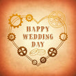 Happy Wedding Day Steampunk Heart And Rings Confetti-exploding Greetings Card