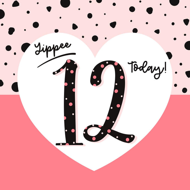 Yippee 12 Today! Birthday Confetti-exploding Greetings Card