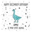Spirit Animal Happy December Birthday Confetti-exploding Greetings Card
