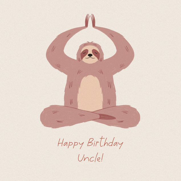 Happy Birthday Uncle Sloth Doing Yoga Confetti-exploding Greetings Card