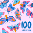 Delicate Pink Butterfly 100th Birthday Confetti-exploding Greetings Card