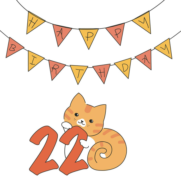 Birthday Cat 22 Confetti-exploding Greetings Card