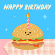 Cute Burger Birthday Confetti-exploding Greetings Card